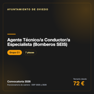 Agente Técnico/a Conductor/a Especialista (Bomberos SEIS) C1 · Ayuntamiento de Oviedo