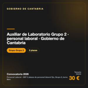 Auxiliar de Laboratorio Grupo 2 · personal laboral · Gobierno de Cantabria