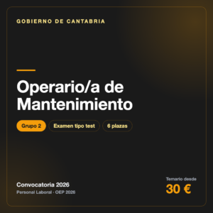Operario/a de Mantenimiento (Grupo 2) · Gobierno de Cantabria