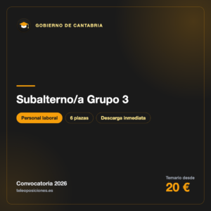 Subalterno/a Grupo 3 · personal laboral · Gobierno de Cantabria