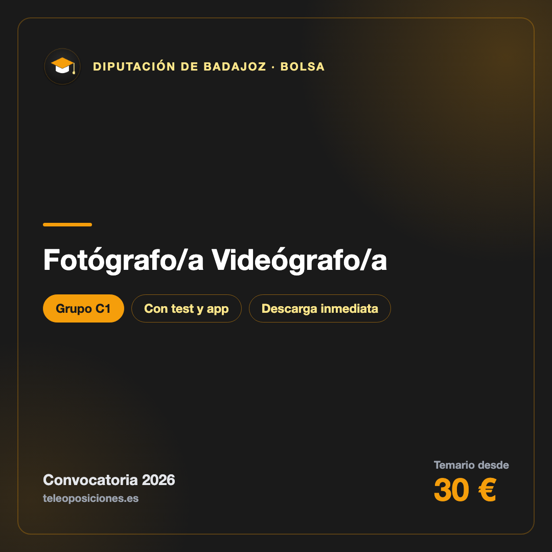 Fotógrafo/a Videógrafo/a C1 · Diputación de Badajoz · Bolsa