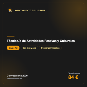 Técnico/a de Actividades Festivas y Culturales A2 · Ayuntamiento de l'Eliana