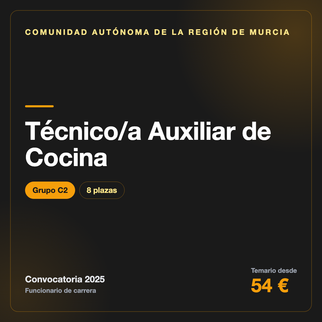 Técnico/a Auxiliar de Cocina C2 · Región de Murcia