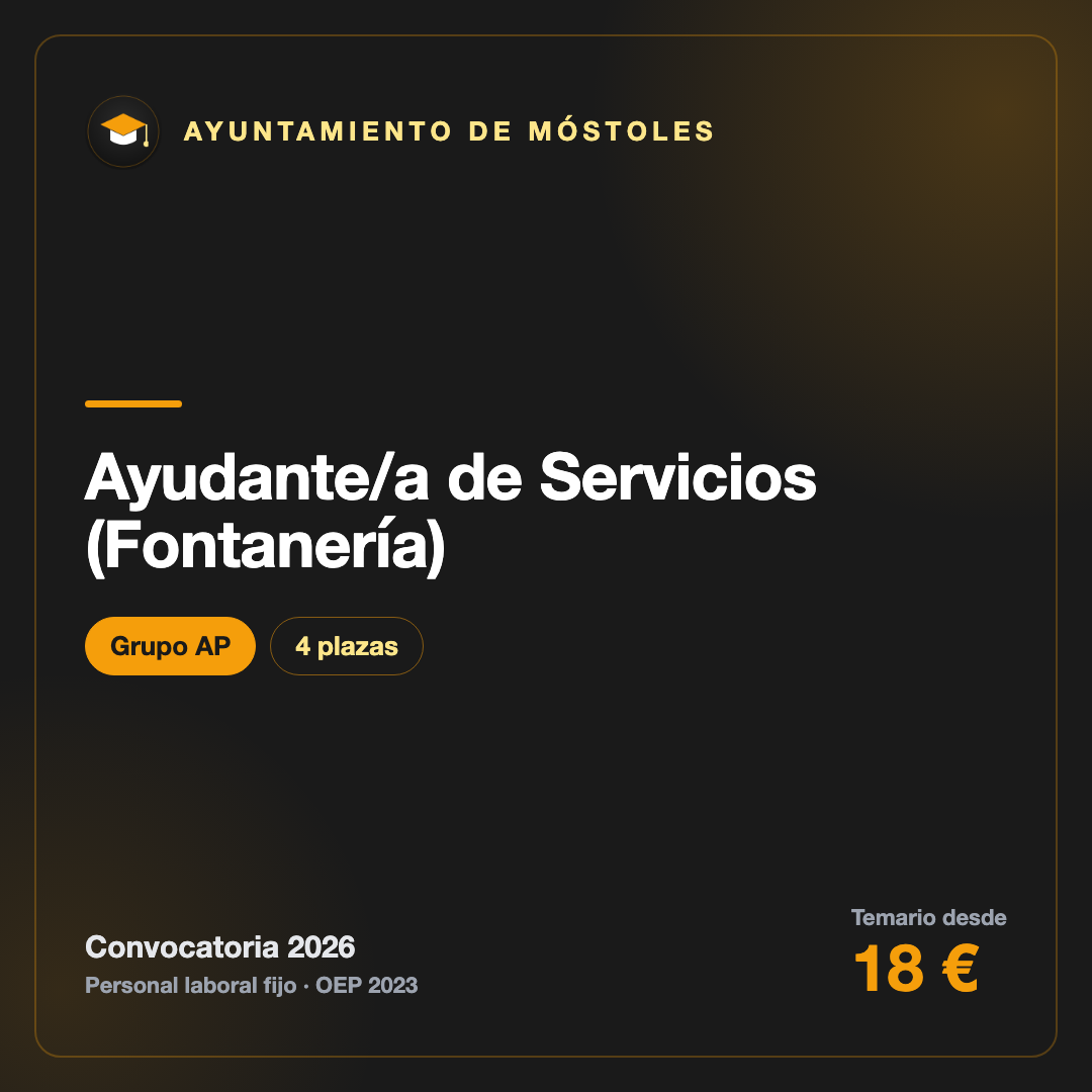 Ayudante/a de Servicios (Fontanería) AP · Ayuntamiento de Móstoles