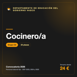 Cocinero/a C2 · Educación Gobierno Vasco