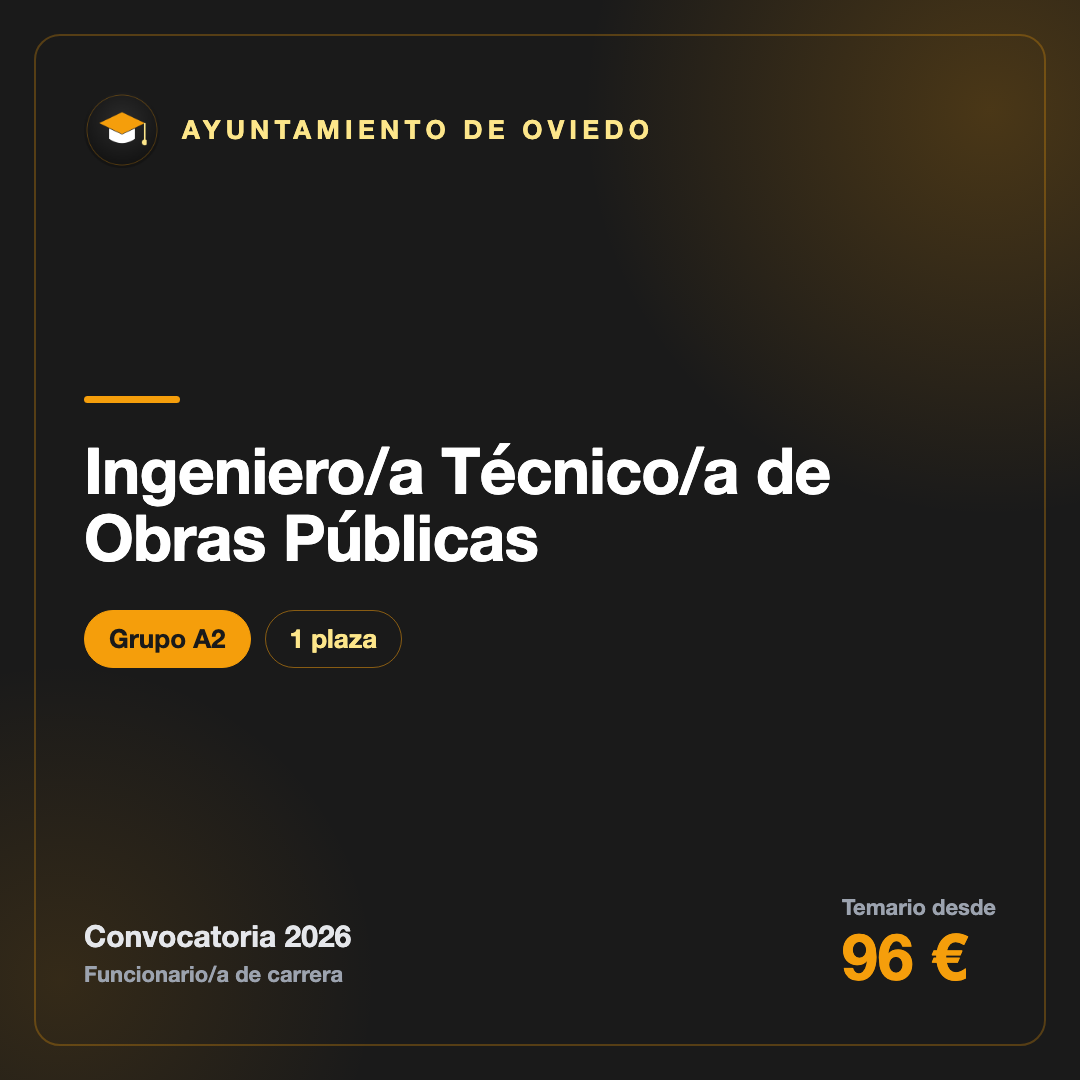 Ingeniero/a Técnico/a de Obras Públicas A2 · Ayuntamiento de Oviedo