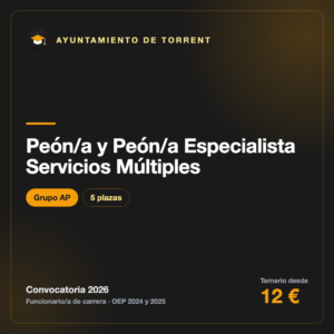 Peón/a y Peón/a Especialista Servicios Múltiples AP · Ayuntamiento de Torrent