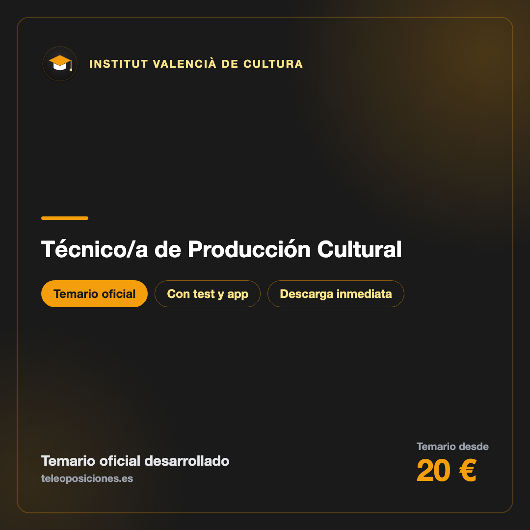 Técnico/a de Producción Cultural · Institut Valencià de Cultura