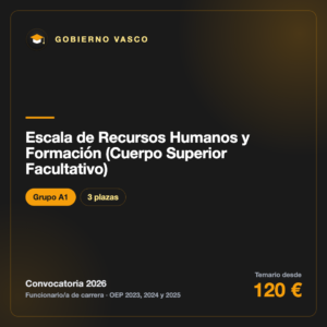 Escala de Recursos Humanos y Formación (Cuerpo Superior Facultativo) A1 · Gobierno Vasco